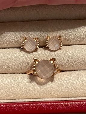 Cat Ring and Stud Earring Set